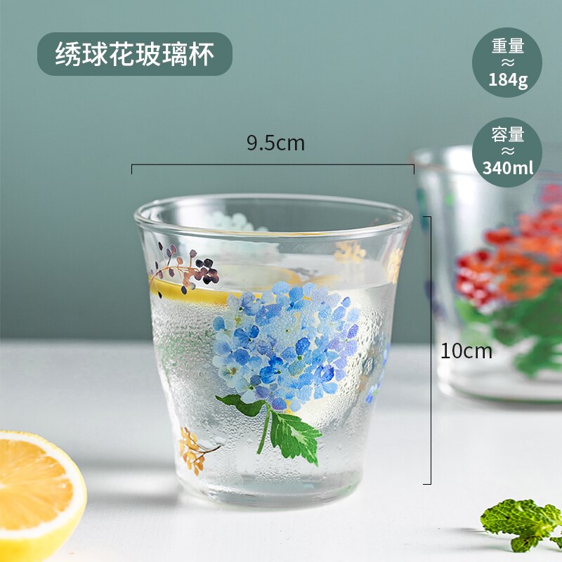 Glaskopper juice kaffekop stort hjem mælkekopper blomst gennemsigtig indretning taza de cafe vandglas drikker  ac50gc: Stil 3