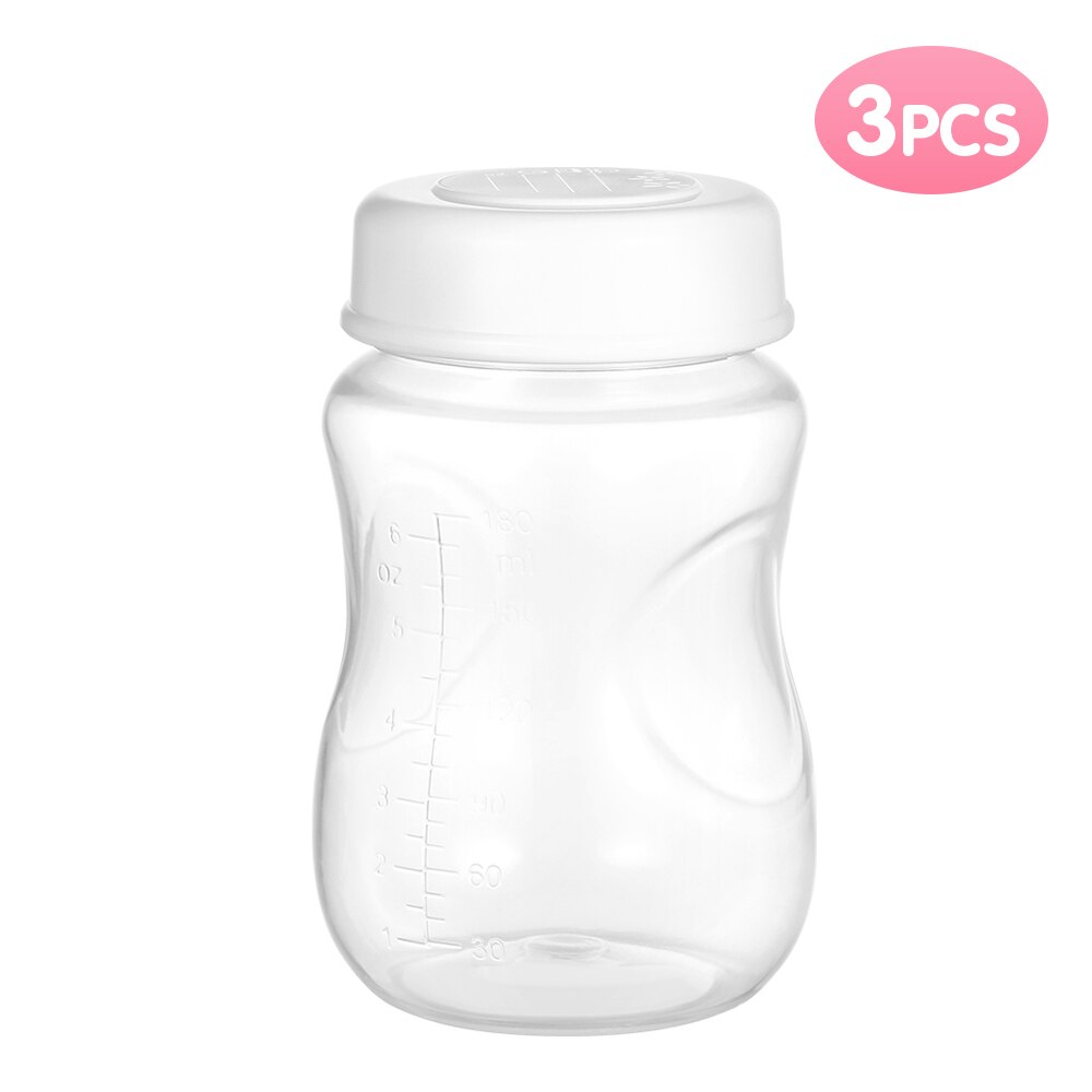 3 stk modermælksflasker med lækagesikkert låg bred hals bpa-fri 180ml stor kapacitet modermælksopsamlingsflaske: Default Title