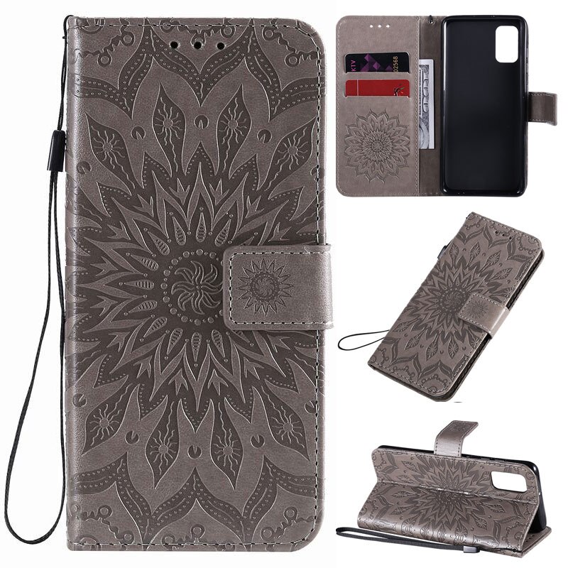 Telefoon Case Voor Honor 9S Cover Met Landyard Kaartsleuven Portemonnee Stijl Honor 9S Lederen Telefoon Cover 3D patroon Bloem Retro Cases: Grey Case