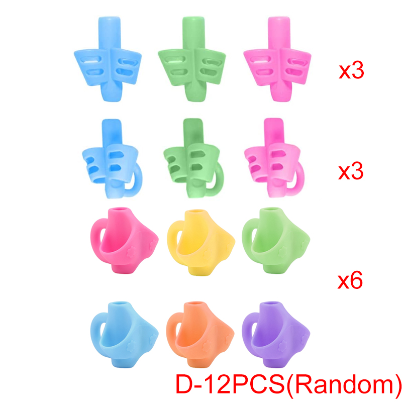 Corrector de escritura con agarre de lápiz, herramienta de corrección de postura de 3 dedos/2 dedos, entrenador, bolígrafo para niños, soportes de agarre para escritura, 12/9/1 Uds.: Castaño rojizo