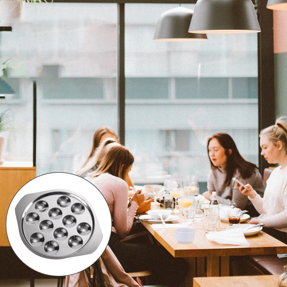 1pc Snail Plate Serving Plate Stainless Steel Escargot Dish Kitchen Plate: Default Title