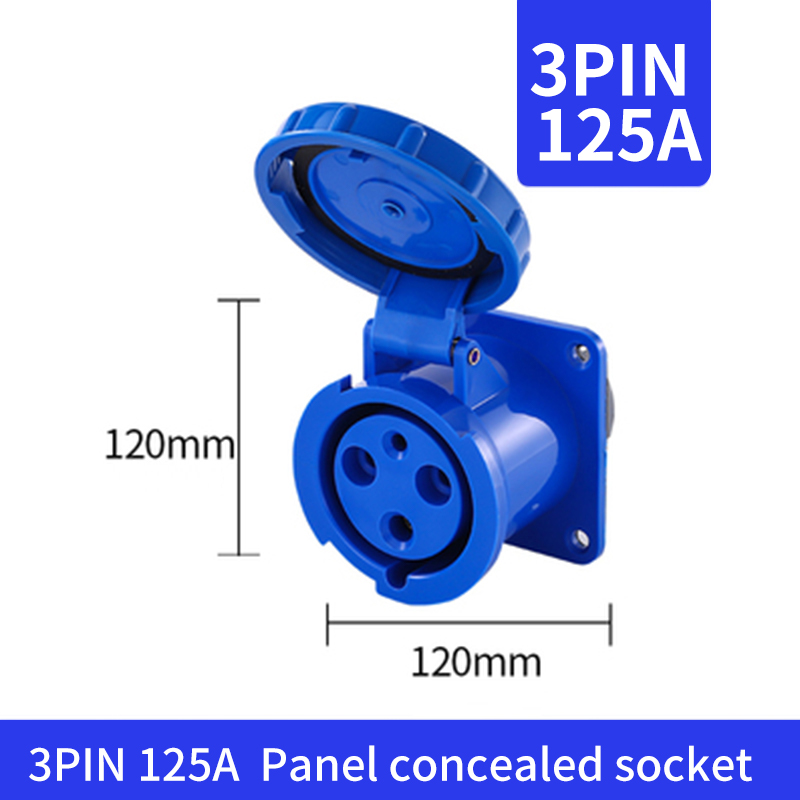 Waterproof Industrial Plug3 Pole 4 Pole 5 Pin dustproof socket IP67 Male and Female 63a 125a Mounted industrial socket 380V 415V: Beige