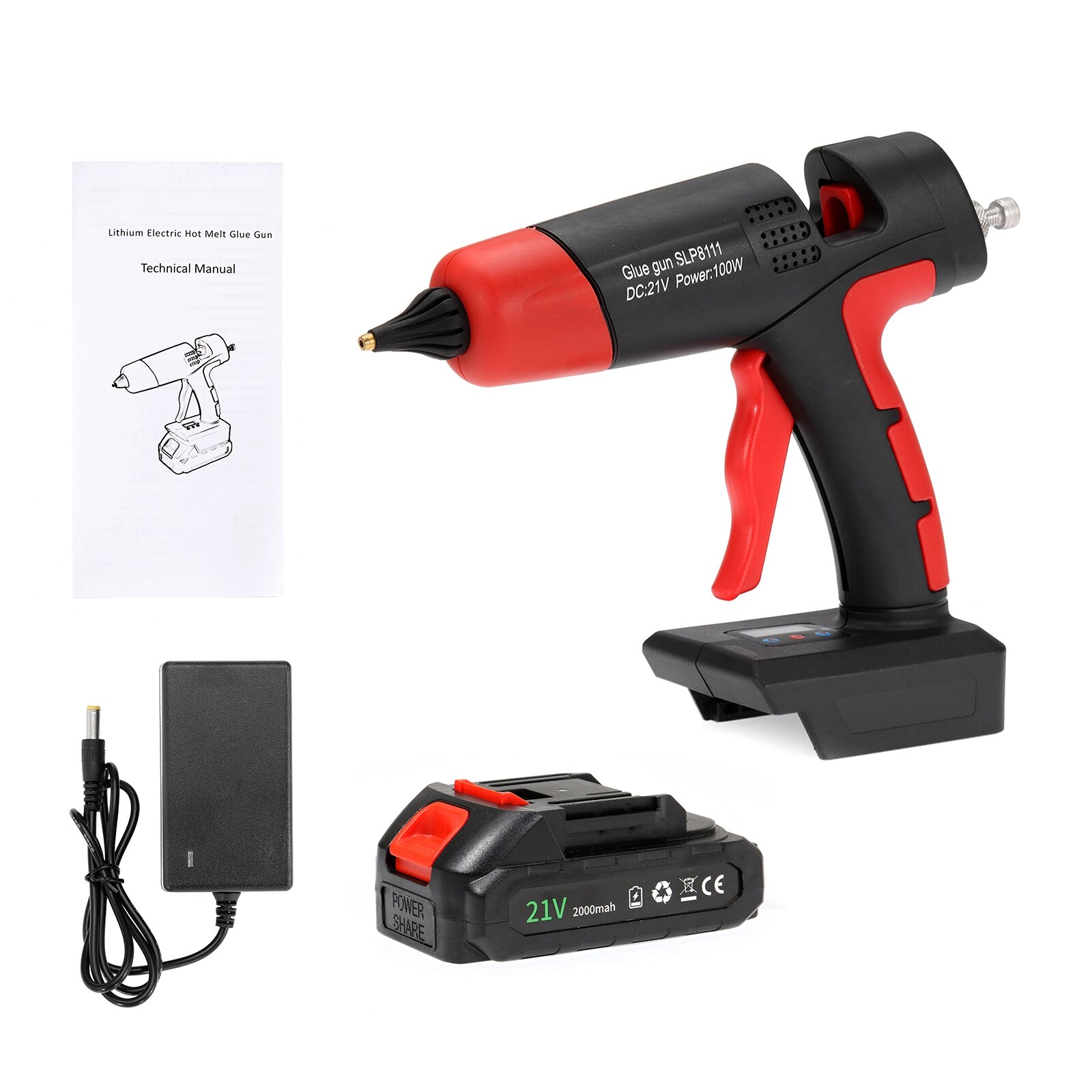 Lithium Electric Fuse Glue Gun Temperature Control Digital Display Glue Gun with Battery Suitable for 11mm Glue Stick