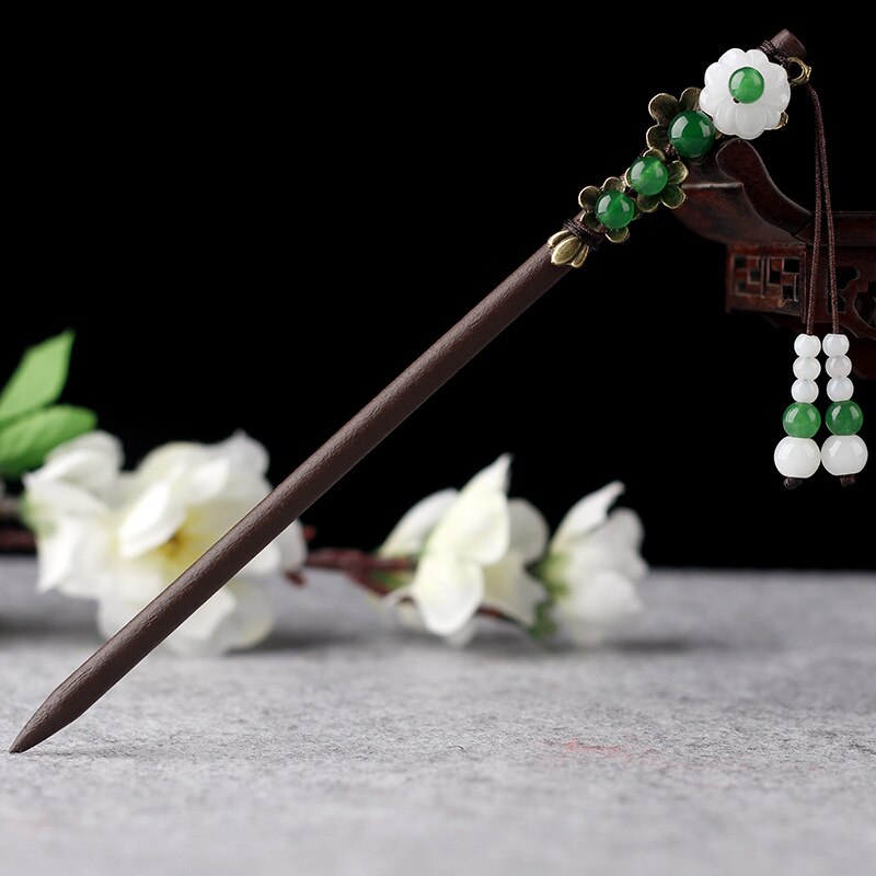 Classic Flower Tassel Handmade Hair Sticks Hair Chopsticks Chinese Bridal Wood Hairpins Hair Clip Wedding Hair Jewelry for Women