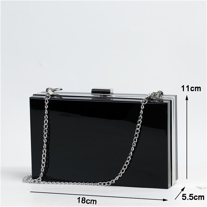 Transparent Acrylic Bags Clear Clutches Evening Bags Wedding Party Handbags Chain Women Shoulder Bags Purses 9 Colors