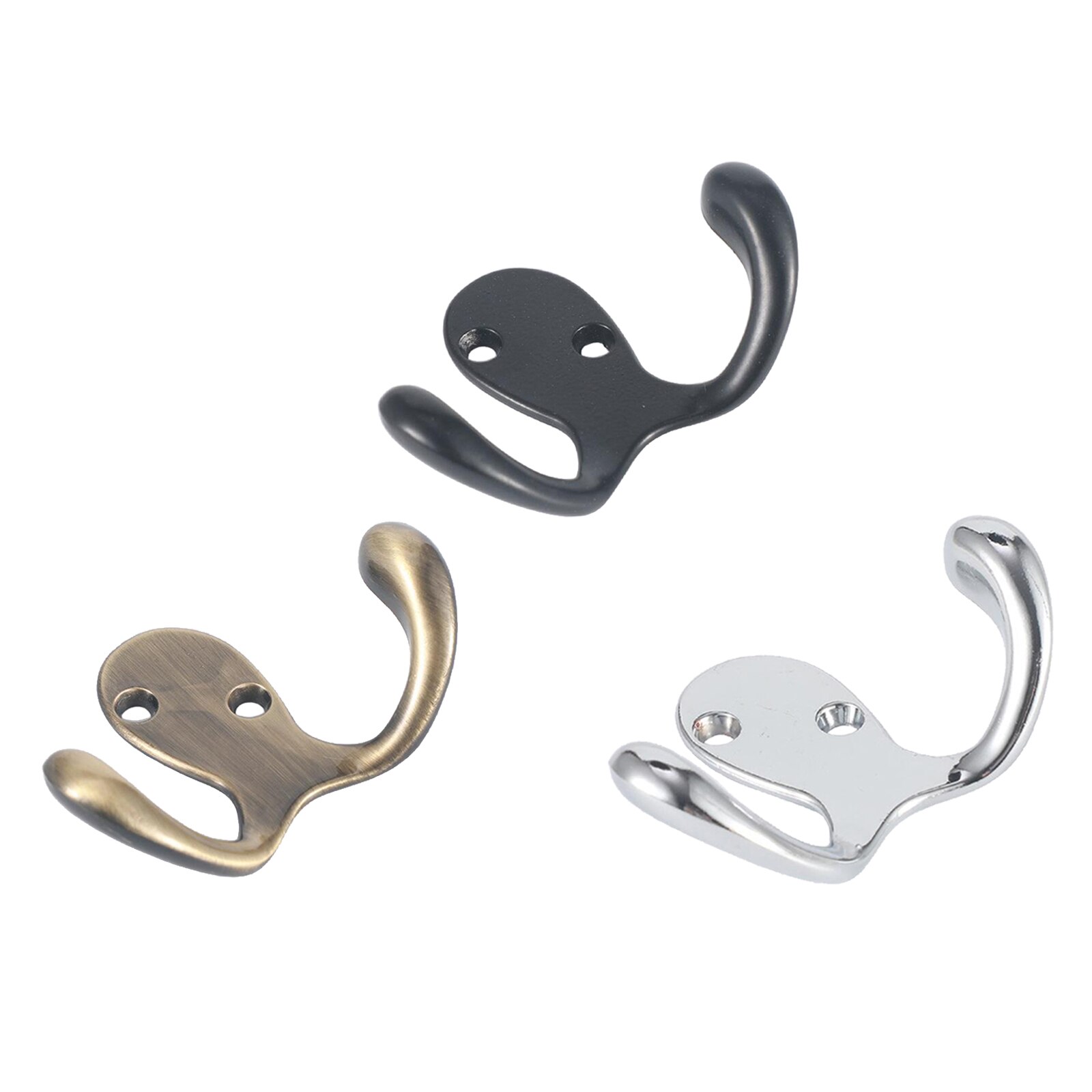 5Pcs Double Prong Coat Hooks Wall Mounted with Screws Robe Hooks Utility Hooks for Coat, Scarf, Bag, Towel, Key, Cap, Cup, Hat