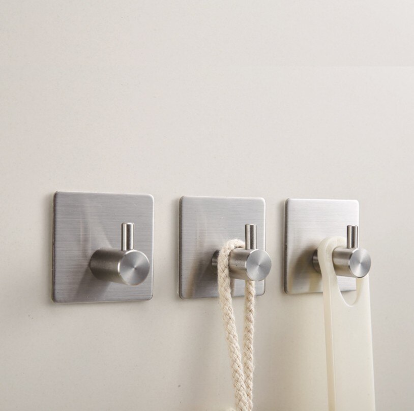 1PC 3M Self Adhesive Stainless Steel Hooks Waterproof Wall Hook Clothes Coat Hat Hanger Kitchen Bathroom Towel Hooks Storage