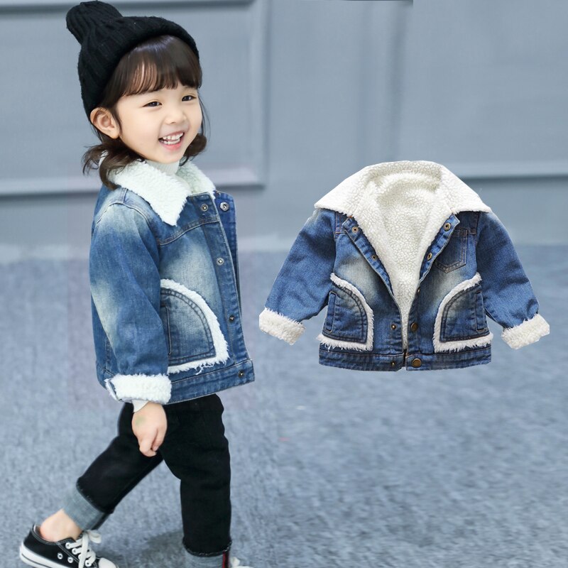 girl cowboy coat children winter style Korean winter coat thick
