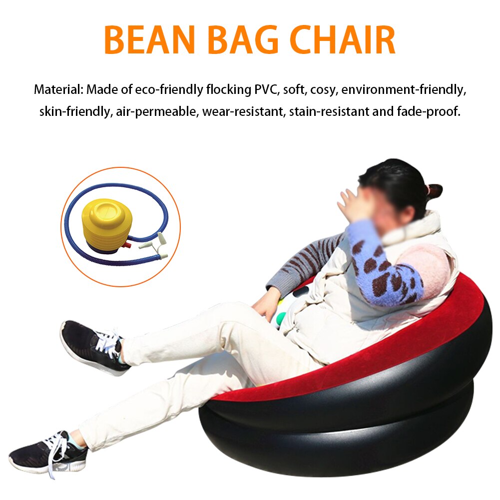 Comfortable Living Room Ultra Soft Bean Bag Chair Large Lounger Folding Home Decor Sofa Bedroom Portable Lazy Air Inflation