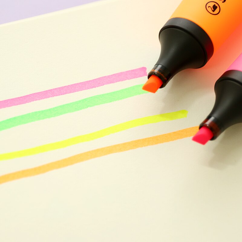 4pcs Stabilo Neon Highlighter Toothpaste Marker Pen Set Fluorescent Oblique Stationery Office Fax Copy School Supplies A6826