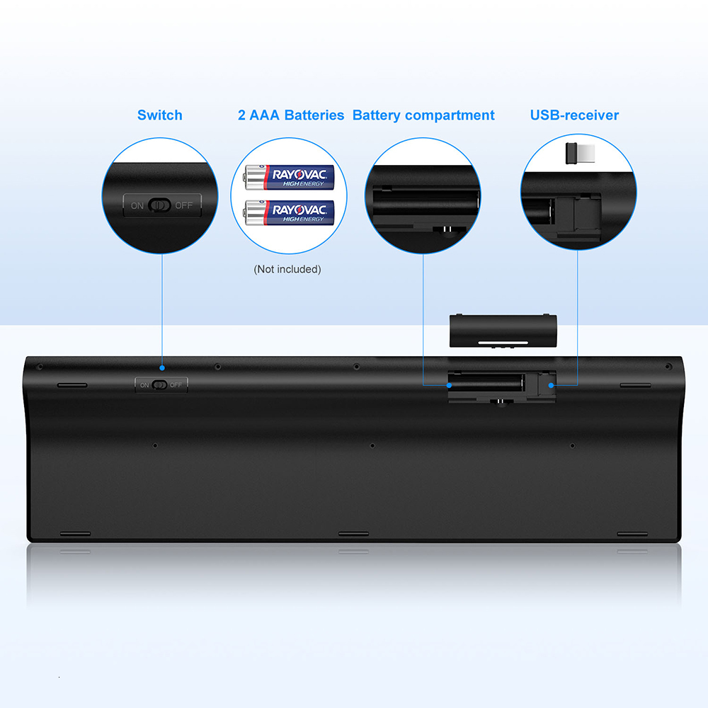 SeenDa Thin 2.4G Wireless Keyboard for Laptop Desktop Scissors Switch Keyboard for Windows Mac OS Full Size 109 Keys Keyboard