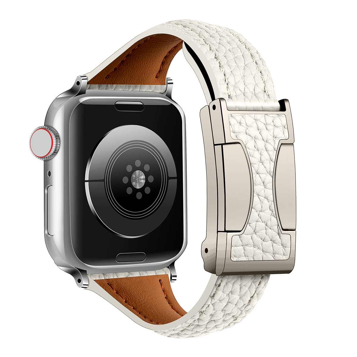 Læderrem til apple watch 10 9 8 46mm 42mm 41mm 44mm 45mm 40mm magnetisk urrem til kvinder, armbånd, iwatch 7 se 6 5 4: Elfenben / 14mm