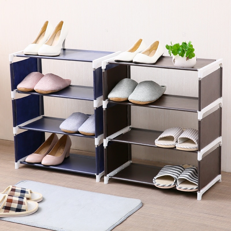 3-5 lag sko rack arrangør stativ rack stue stof støvtæt kabinet arrangør holder diy foldbar stativ sko hylde
