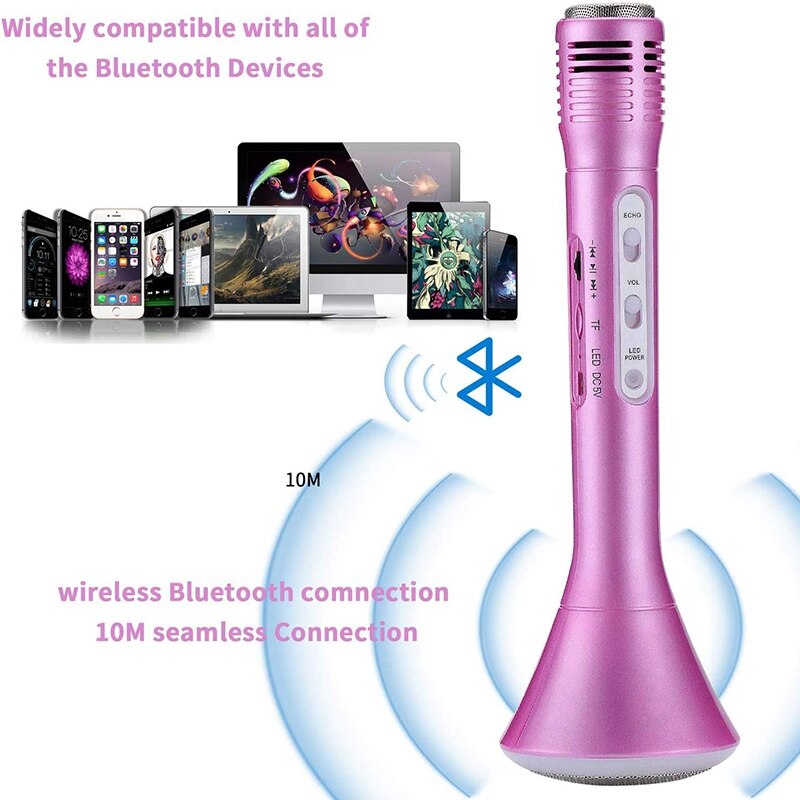 Karaokemikrofon for barn, barnemikrofon bluetooth med høyttaler trådløst ekko barn karaoke mikrofon bærbar trådløs sang ma