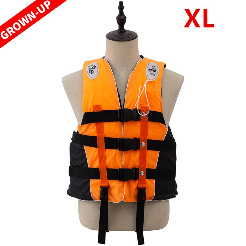 Adult Life Vest Jacket Polyester Swimming Boating Ski Surfing Survival Drifting Life Vest with Whistle Water Sports Man Jacket: Orange XL