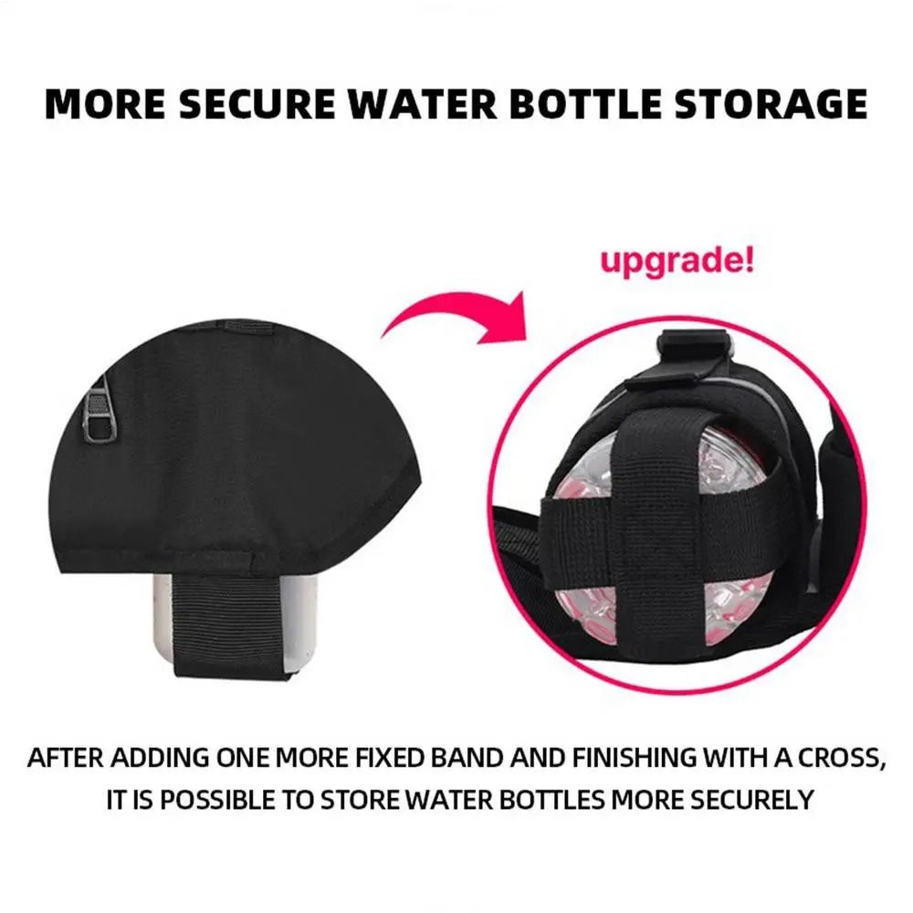 Oxford-Stoff Laufgürtel-Tasche mit Großer Kapazität und Wasserflaschenfach, Sport-Schultertasche mit Reißverschluss, Schwarze Lauf-Umhängetasche
