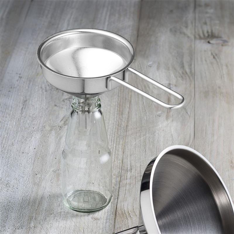 2 uds embudo de acero inoxidable cocina aceite tolva para líquidos embudo Metal cocina Kit hogar verter el aceite de cocina dispensador