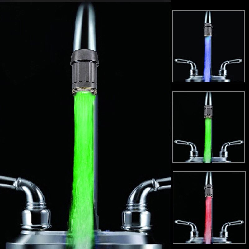 CHUBAN 1PC Led Faucet Light Intelligent Water Temperature Control Led Water Tap Kitchen Faucets No Need Battery N94: Monochrome faucet