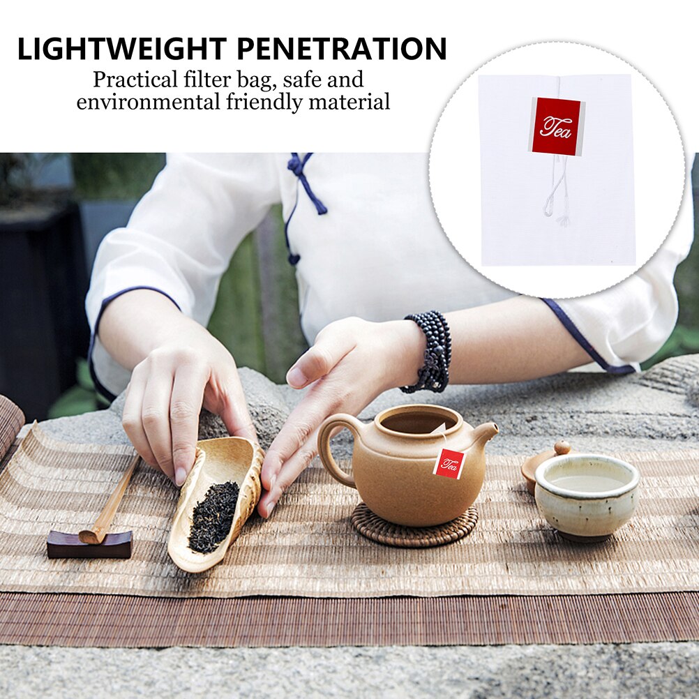 200pcs Nylon Tea Filter Bags Disposable Single String Empty Trihedron Tea Bags