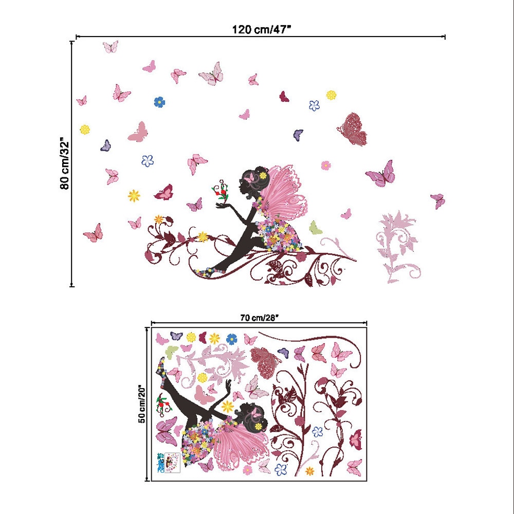 Fairy Girl Wall Stickers Vinyl DIY Butterflies Flo... – Vicedeal