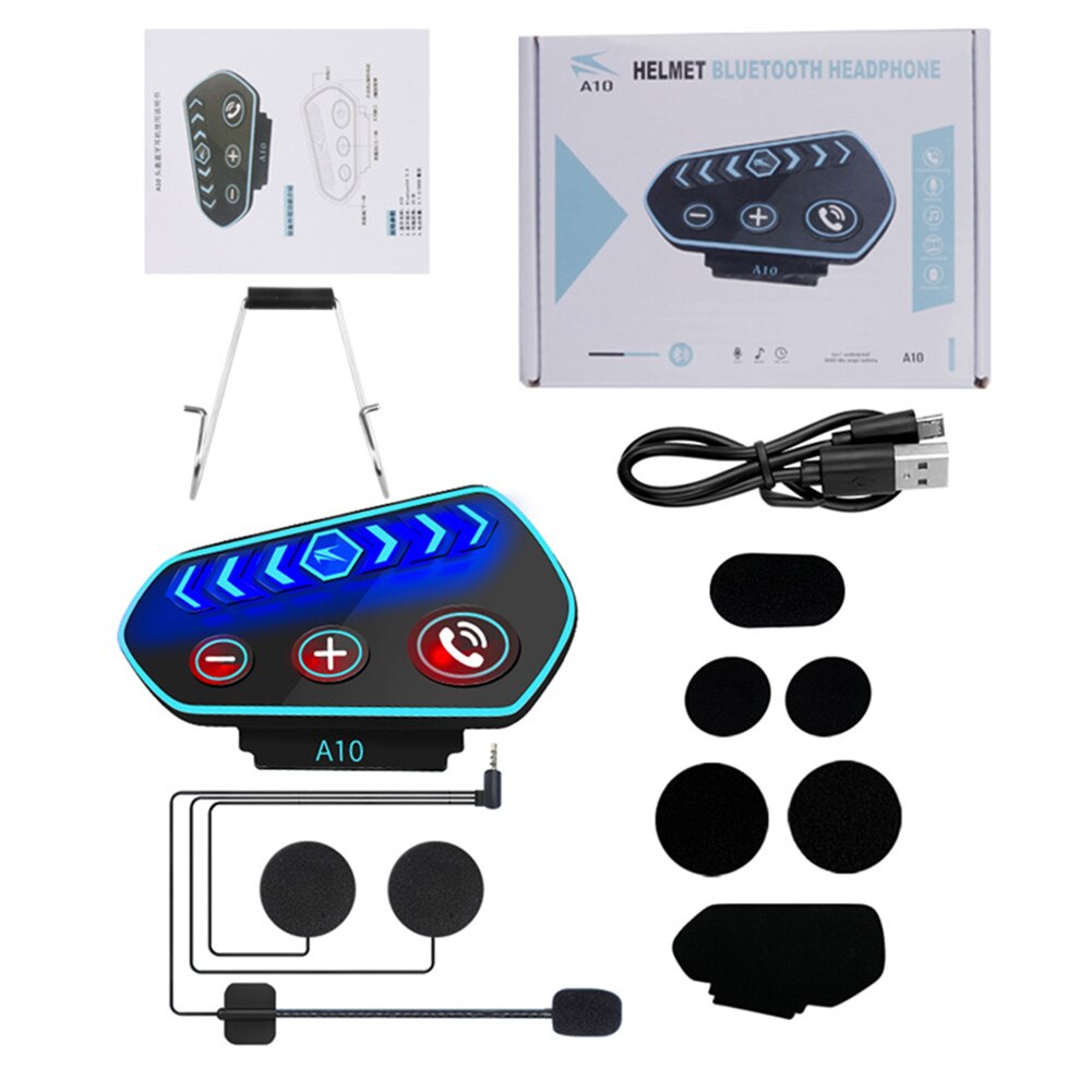 A10 Bluetooth 5.0 Casque Casque Moto IP67 LED Étanche Moto Cyclisme Casque Sans Fil Pour Moto Appelant Musique