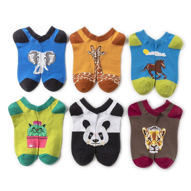 Hip hop trend sjove kvinder mænds korte sokker farverige personlighed tegneserie frugt dyr mønster skateboard sokker