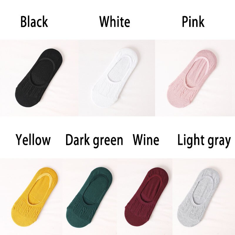 Women Socks Lady Casual Breathable Ankle Boat Socks Girls Invisible Non-slip Cotton Socks Women Low Cut Socks