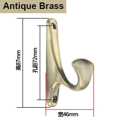 87*46mm Brons Metalen deur muur haken hanger Antieke Haken Muur Hanger Gebogen Gesp Hoorn Lock Sluiting Gewaad haken Voor Kleding
