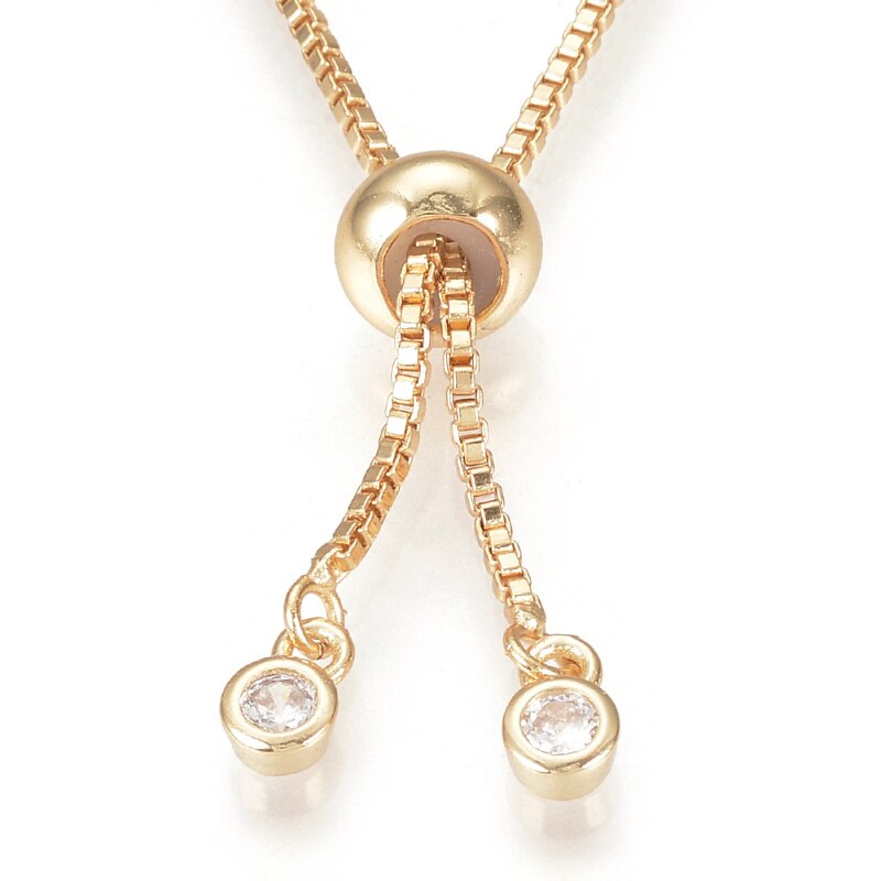 5 stk justerbare 24cm runde messing skyder armbånd langtidsholdbare forgyldte charm link armbånd til fremstilling af gør-det-selv-smykker til kvinder
