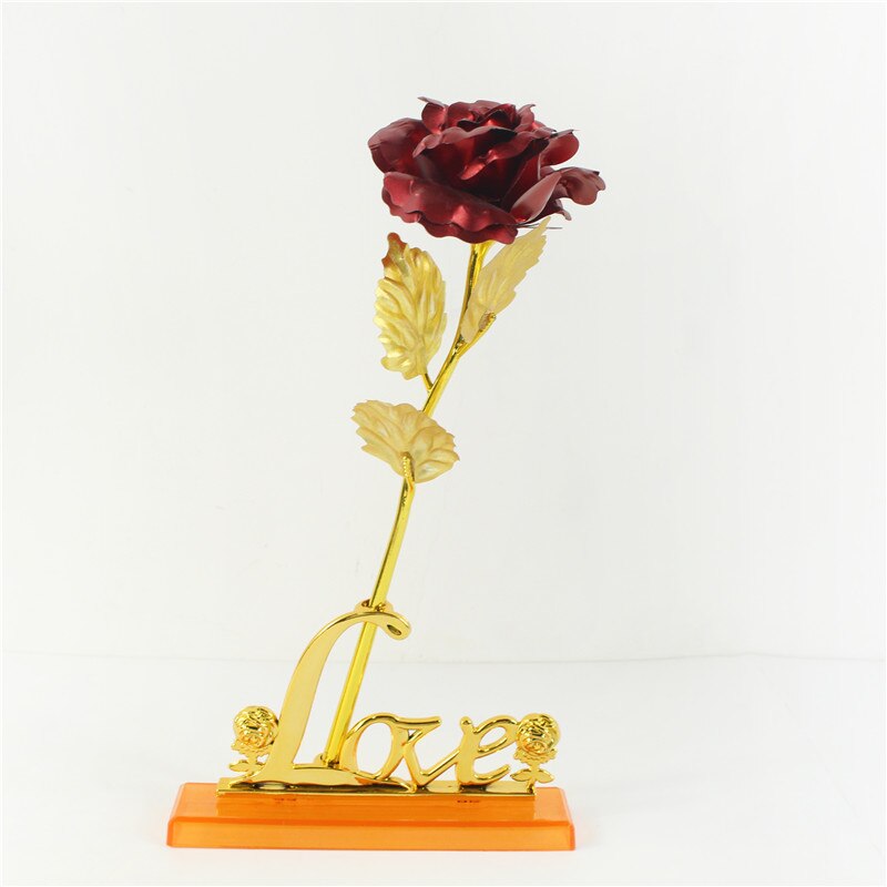 Galaxy Rose Eternal 24K Gold Flower Foil Plastic Artificial Roses Valentines Day Beauty Golden Flowers for Wedding Decor