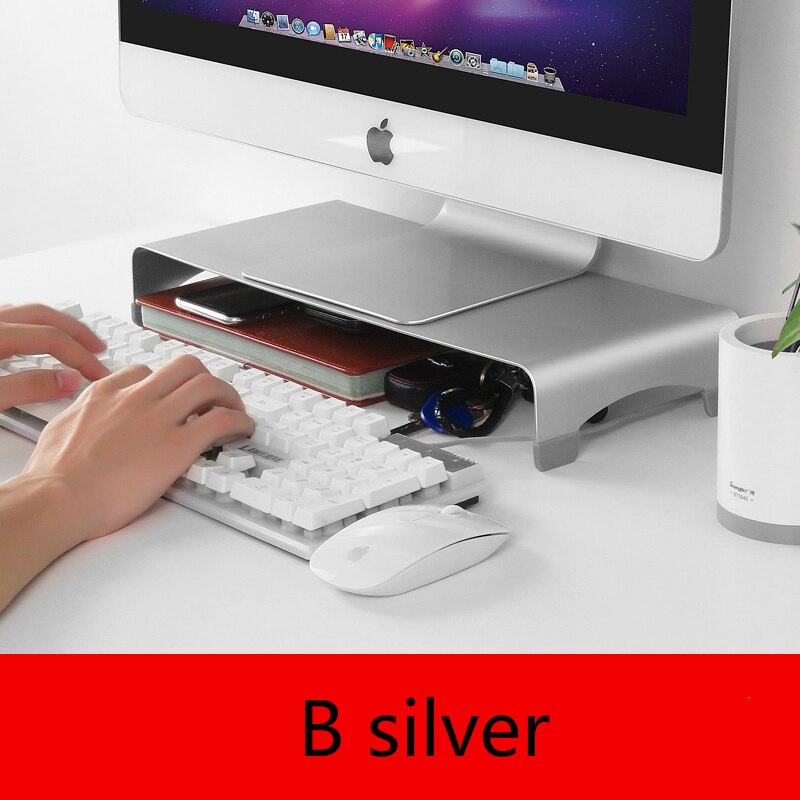 Monitor Holder Laptop TV PC Monitor Stand Aluminum Alloy Computer Mount Monitor Bracket Home Office PC Desktop Monitor Riser: B Silver