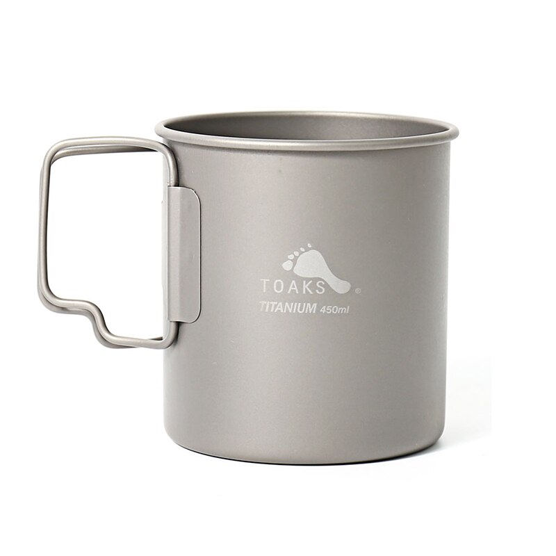 TOAKS Pure Titanium Cup Ultralight Outdoor Mug without Lid and Foldable Handle Camping Tableware Folding Spoon 375ml 450ml: 450ml
