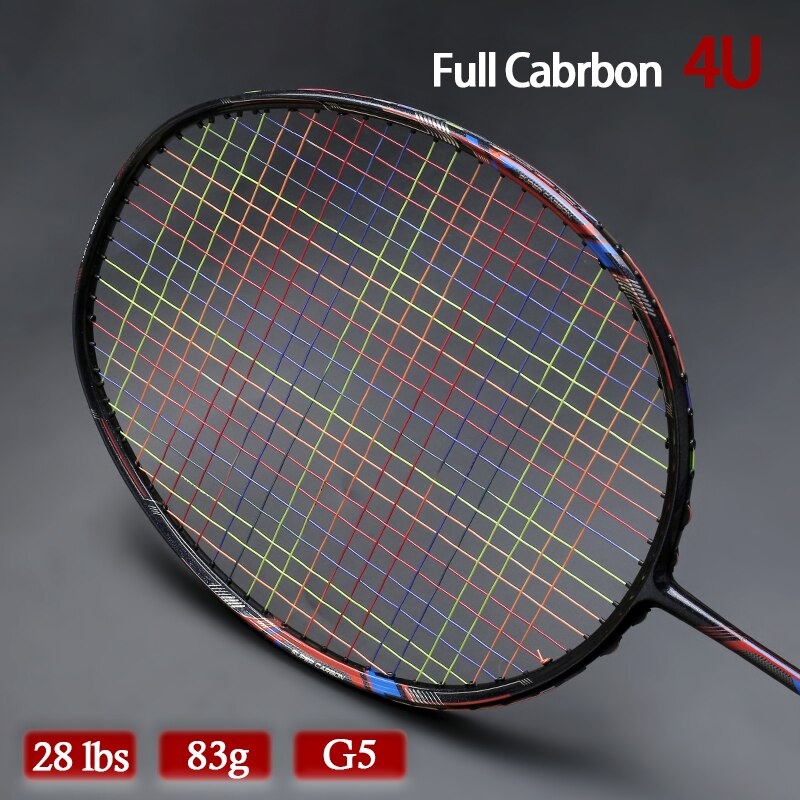 Sparkling Light Weight 4U 83g Carbon Fiber Badminton Rackets Offensive G5 Colorful Strings Racquet Bag Speed Sport