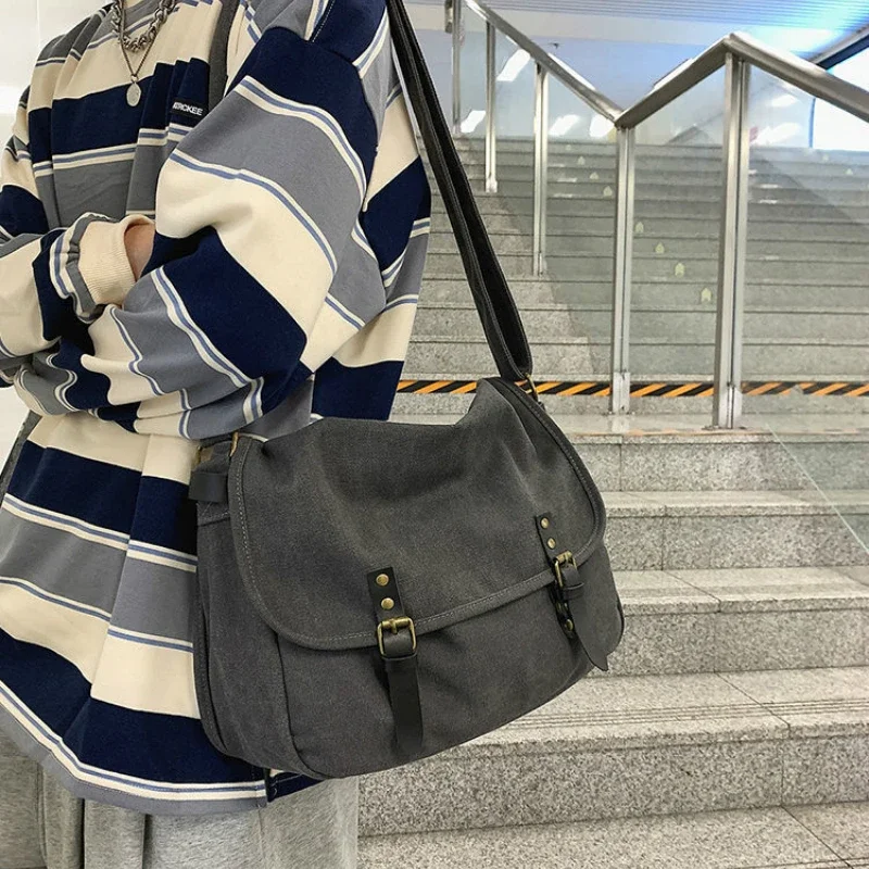 Crossbodytassen van canvas met grote capaciteit, casual handtassen voor heren, vintage schoudertas, messenger bag, vrijetijdstas, studententas, tas, bolsos