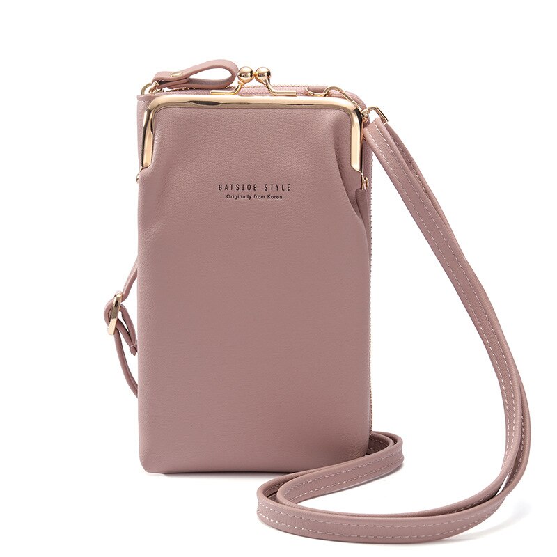 Dames PU Leer Schoudertas - Multifunctionele Crossbody Portemonnee met Rits & Hasp: Style2-Pink