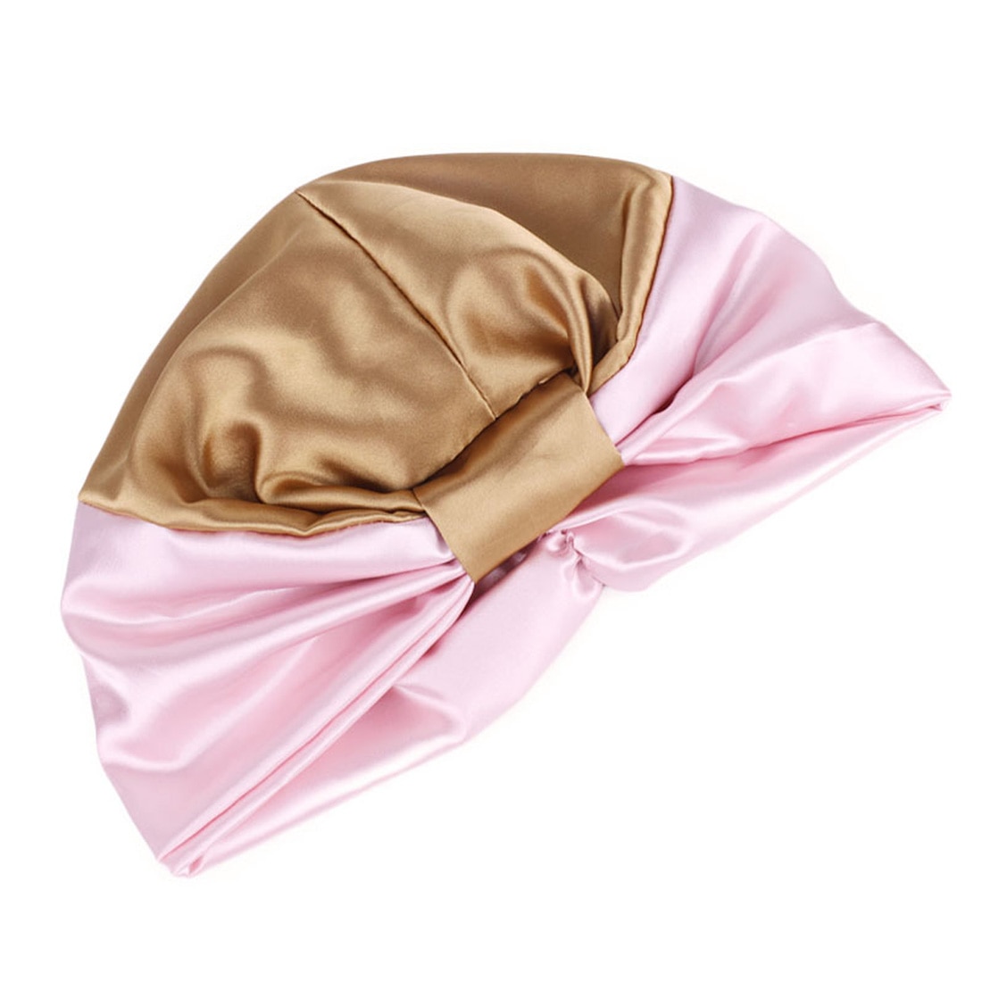 Satin Lace Sleeping Hat Night Sleep Cap Hair Care Satin Bonnet Caps Nightcap For Women: Type1 Khaki pink