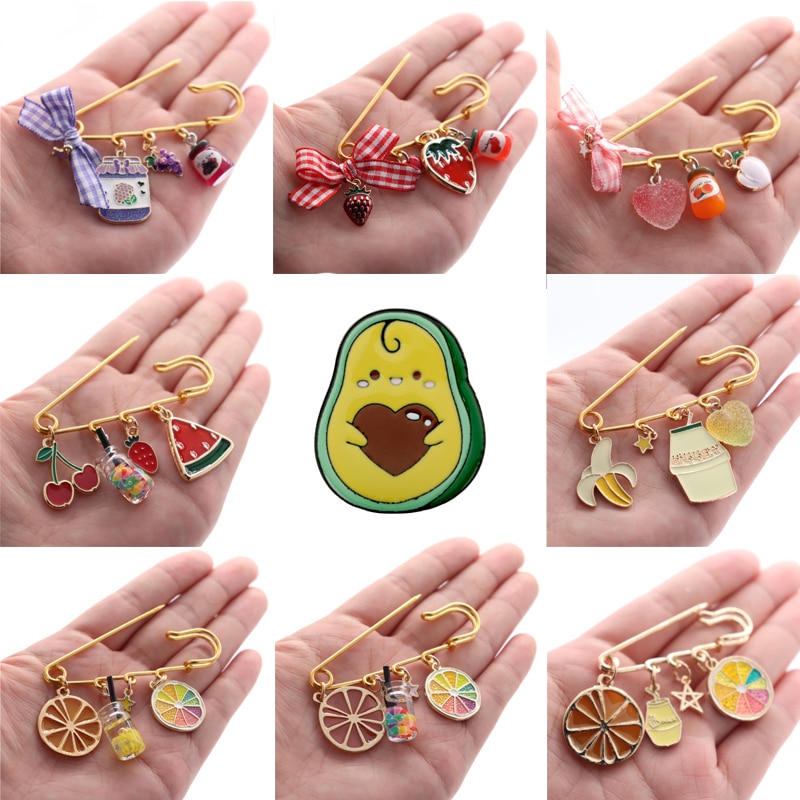 Fruit Broches & Pins Avocado Watermeloen Cherry Aardbei Broche Gesp Pin Vrouwen Veiligheidsspelden Meisje Kinderen Zakken Decoratie Pin