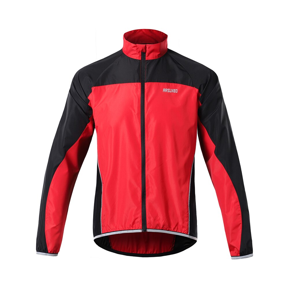 ARSUXEO Männer Winddicht Wasserdicht Reflektierende Radfahren Jacke MTB Bike Windjacke langarm Leichte Sport Kleidung: red / M