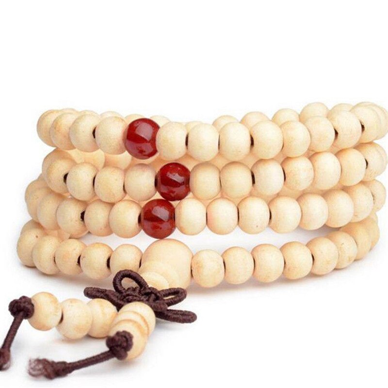 6mm Natuurlijke Sandelhout Boeddhistische Boeddha Meditatie Houten Kralen Mala Armband Voor Vrouwen Mannen Gebed Rozenkrans Opknoping Decoratie