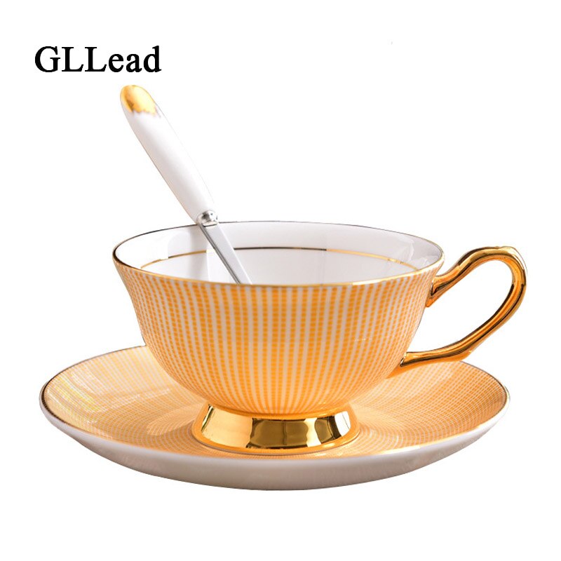 GLLead China Keramische Kopje Koffie Bone China Thee Kopjes En Schoteltjes Set Ontbijt Melk Theekopje Porselein 200 ml Drinkware