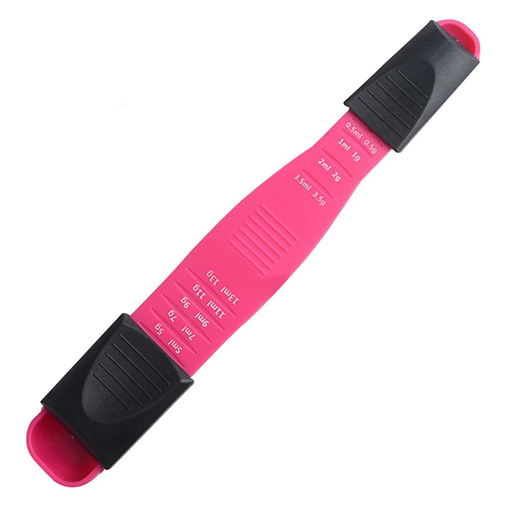 Kitchen Spoon Multi-Scale Adjustable Measuring Plastic Spoons Double-End Anti-Slip For Teaspoon Coffee Sugar Baking Cooking Tool: Roze