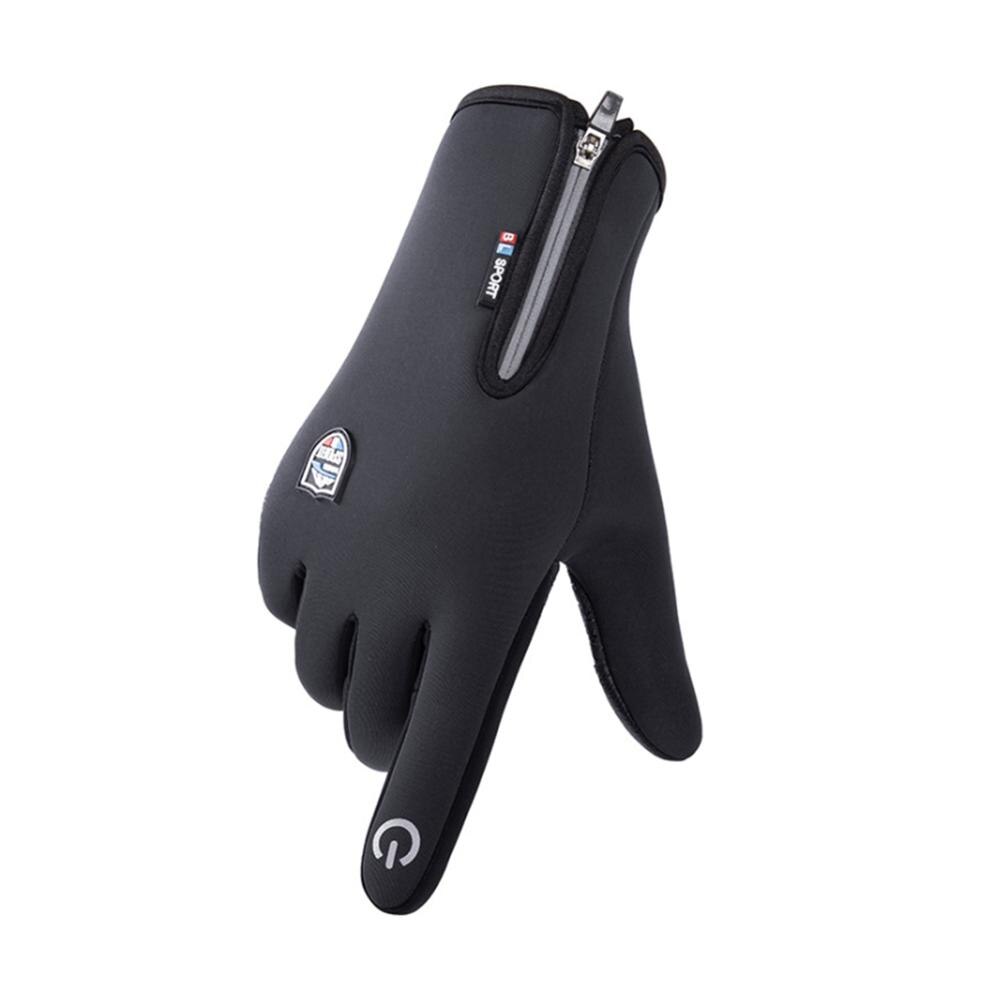 Waterdichte Winter Warme Handschoenen Mannen Ski Handschoenen Snowboard Handschoenen Motorrijden Winter Touchscreen Sneeuw Windstopper Handschoen: Black / M