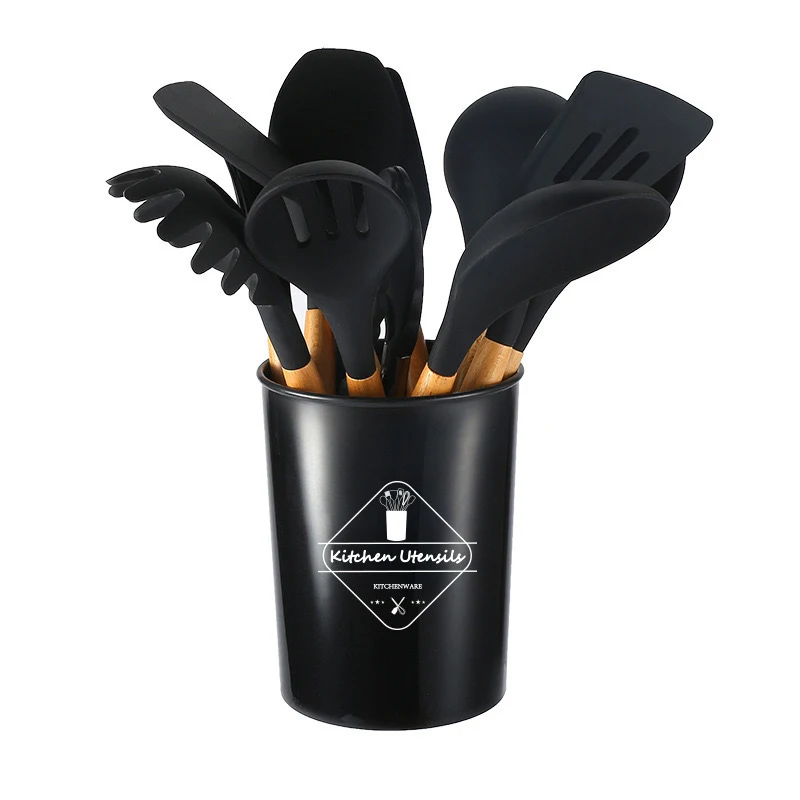12 peças kit de cozinha de silicone utensílios de qualidade alimentar conjuntos de cozinha turner espátula colher de medição prático panelas ferramenta kitchenwa: vinho