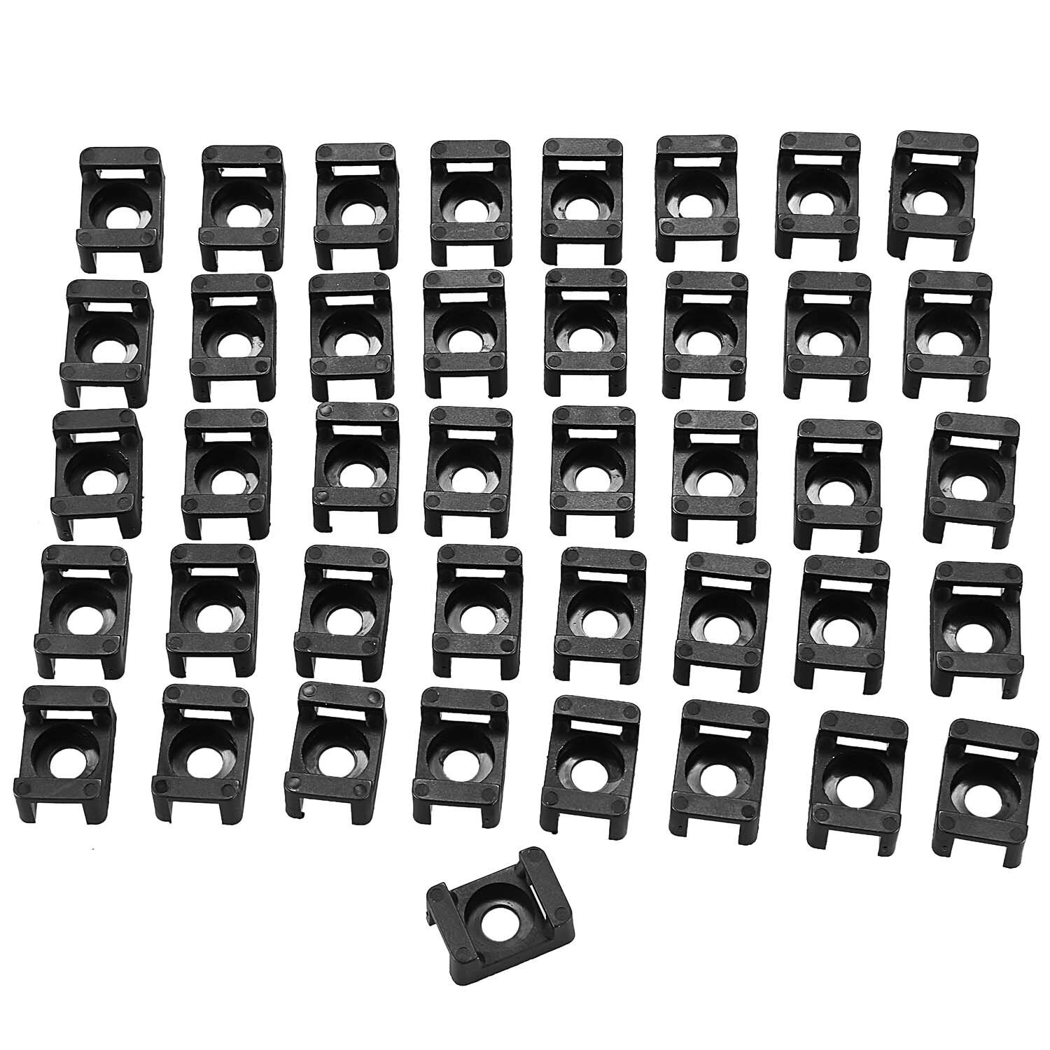 Plastic Wire Cable Zip Tie Screw Fixing Mount Base Holder 40pcs Black