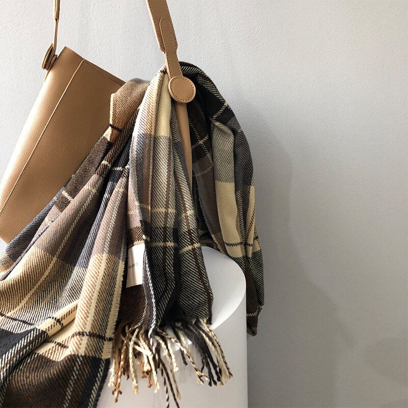 Vrouwen Herfst Winter Sjaal Warme Plaid Sjaals Brede Lange Dames Sjaal Bruin Soft Sjaal Pashmina