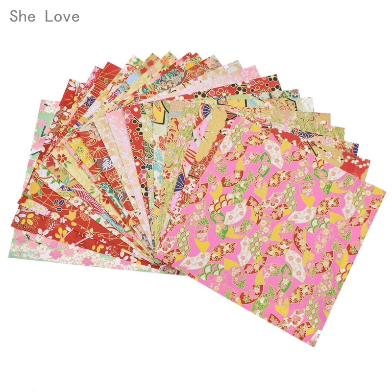 Chzimade Random Pattern 20 Sheets Japanese Origami Paper Flower Floral Scrapbook Paper Handmade Folding Paper Decorative Craft