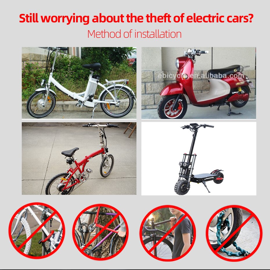 48V-72V Remote Control Alarm Motorcycle Security System Electric Scooter Theft Protection E Bike Moto Scooter Motor Alarm System