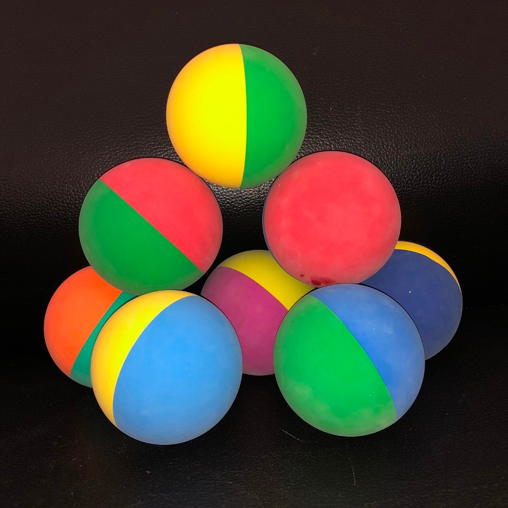 12 teile/los 6cm Bi-farbe Schläger Ball quetschen Niedriger Geschwindigkeit Gummi Hohl Ball Ausbildung Wettbewerb Hohe Elastizität mischen farbe