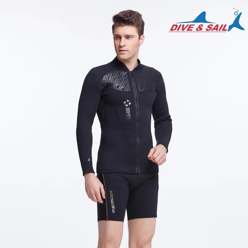 Dive & Sail Wetsuit Top - Men's 3mm Neoprene Long Sleeve - Warm Scuba Dive Jacket for Swimming & Surfing