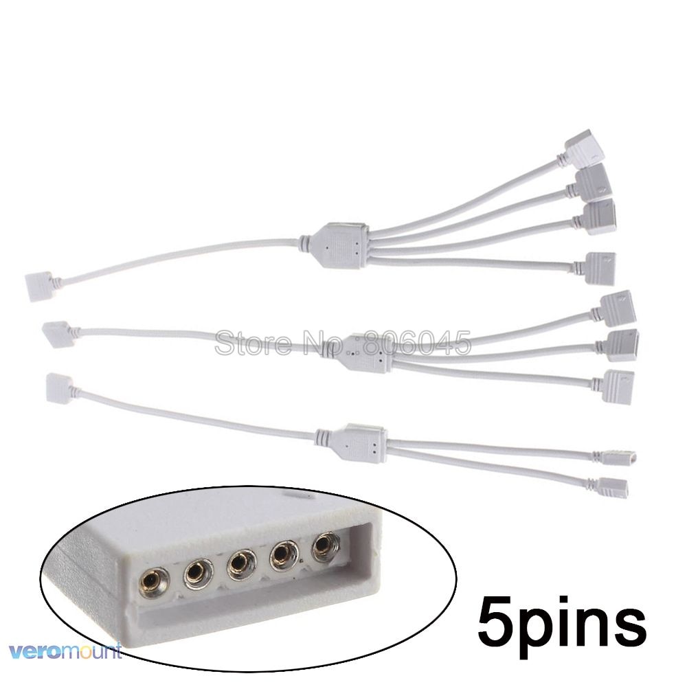 5Pin Rgbw Spiltter Connector Hub 1 Naar 2 3 4 Splitter Vrouwelijke Extension Wire Kabel Voor Rgbww Led Strip Smd 5050